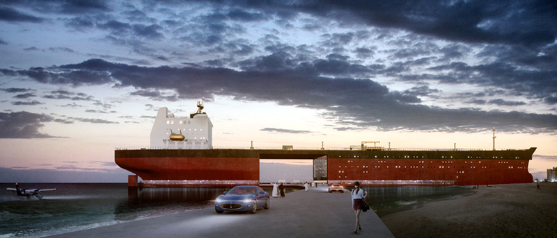 Illustration for article titled Here's One Way to Reuse Old Oil Tankers: Turn Them Into Small Cities